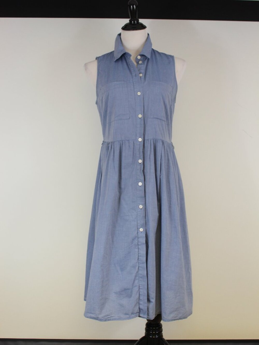 Who What Wear Chambray Shirt Dress M Blue Sleeveless Button Front